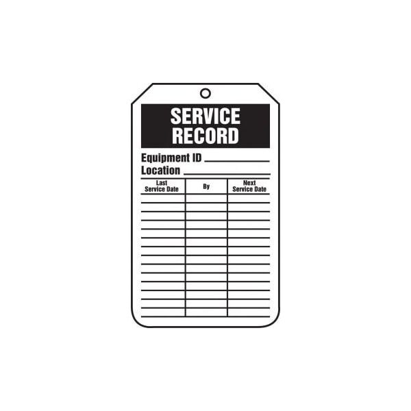 Accuform Safety Tags, SERVICE RECORD, 5.75in x 3.25in, PF-Cardstock, 25PK TRS319CTP - main